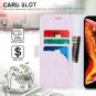 For iPhone Xs Max Case Premium Leather Handmade Flip Folio Wallet Magnetic Pink