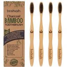 Bamboo Toothbrush Biodegradable Eco-Friendly Natural Charcoal - Pack Of 4