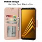 For Galaxy A8 case 3 Card Holder Embossed Butterfly Flower PU Leather Flip Rose