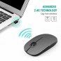 Wireless Mouse Slim 2.4G Nano Receiver Less Noise Optical Mice Gray