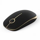 Wireless Mouse 2.4G Slim with Nano Receiver Less Noise (Black and Gold)