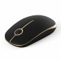 Wireless Mouse 2.4G Slim with Nano Receiver Less Noise (Black and Gold)