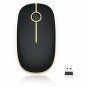 Wireless Mouse 2.4G Slim with Nano Receiver Less Noise (Black and Gold)