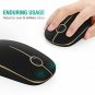 Wireless Mouse 2.4G Slim with Nano Receiver Less Noise (Black and Gold)