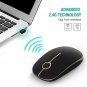 Wireless Mouse 2.4G Slim with Nano Receiver Less Noise (Black and Gold)