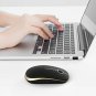 Wireless Mouse 2.4G Slim with Nano Receiver Less Noise (Black and Gold)