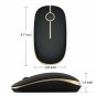 Wireless Mouse 2.4G Slim with Nano Receiver Less Noise (Black and Gold)