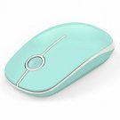 Wireless Mouse Slim 2.4G Nano Receiver Less Noise Optical Mice Blue and White