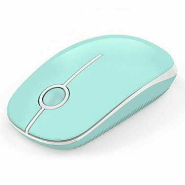 Wireless Mouse Slim 2.4G Nano Receiver Less Noise Optical Mice Blue and White