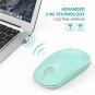 Wireless Mouse Slim 2.4G Nano Receiver Less Noise Optical Mice Blue and White