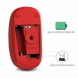 Wireless Mouse Slim 2.4G Nano Receiver Less Noise Optical Mice Pure Red
