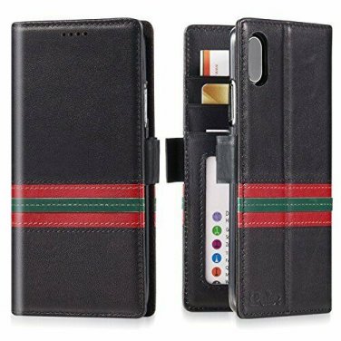 For iPhone X/Xs Case Wallet Journal Italian Full Grain Leather Handmade black