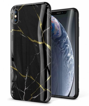 For iPhone Xs MAX Case Slim Designed Marble Ultra Thin  Slim Fit Black/Gold