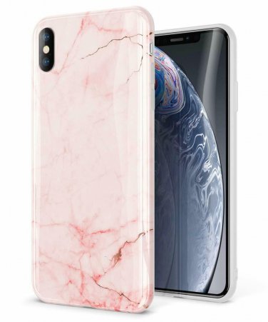 For iPhone Xs MAX Case Slim Thin Glossy Soft TPU Rubber Gel Silicone Pink/Gold