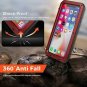 For iPhone Xs Max Case Waterproof Hybrid Armor Aluminum Metal Gorilla Glass Red