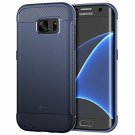 Samsung Galaxy S7 Edge Case Protective Cover Shock-Absorption Carbon Fiber Blue