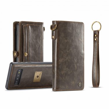 For Galaxy S10e Wallet Case Handmade Premium PU Leather with Detachable Brown