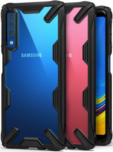 For Galaxy A7 2018 Case with Rugged TPU Bumper Anti Rainbow Effect Cover Black