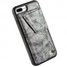 For iPhone 7/8 Plus Wallet Case PU Leather ZVEdeng Credit Card Slot Gray