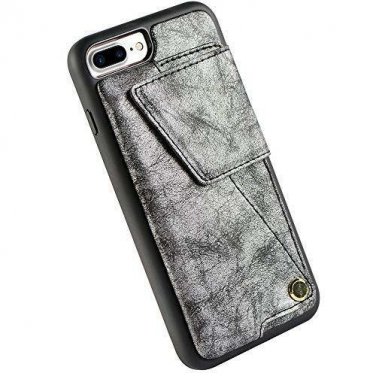 For iPhone 7/8 Plus Wallet Case PU Leather ZVEdeng Credit Card Slot Gray