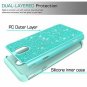 For Samsung GalaxyJ7 Case GlitterTempered Glass Screen Protector Mint