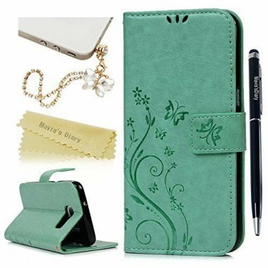 For Samsung Galaxy S7 Edge Case Leather Wallet Card Holders Fashion Pen Green