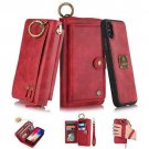 iPhone Xs Max Case Magnetic Detachable Handmade Cowhide Wallet Card Holder Red