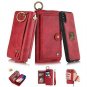 iPhone Xs Max Case Magnetic Detachable Handmade Cowhide Wallet Card Holder Red