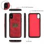 iPhone Xs Max Case Magnetic Detachable Handmade Cowhide Wallet Card Holder Red