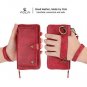 iPhone Xs Max Case Magnetic Detachable Handmade Cowhide Wallet Card Holder Red