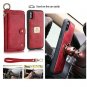 iPhone Xs Max Case Magnetic Detachable Handmade Cowhide Wallet Card Holder Red