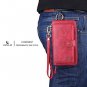 iPhone Xs Max Case Magnetic Detachable Handmade Cowhide Wallet Card Holder Red