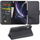 For iPhone Wallet Case PU Leather Wrist Strap 4-Slots Credit Cards Pocket Black