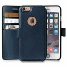 For iPhone 6S Plus Wallet case Faux Leather Ultra-Strong Magnetic Closure Navy