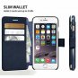 For iPhone 6S Plus Wallet case Faux Leather Ultra-Strong Magnetic Closure Navy