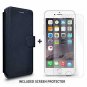 For iPhone 6S Plus Wallet case Faux Leather Ultra-Strong Magnetic Closure Navy
