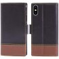 For iPhone Xs Max Wallet Case Leather London Series Italian Grain Black/Brown
