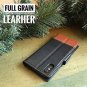 For iPhone Xs Max Wallet Case Leather London Series Italian Grain Black/Brown