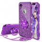 For Apple iPhone XR Case Cute Girly Glitter Bling Diamond Rhinestone Ring Purple