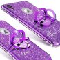 For Apple iPhone XR Case Cute Girly Glitter Bling Diamond Rhinestone Ring Purple
