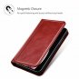 For iPhone Xs Max Case Genuine Leather Vintage Wallet Card Holder Flip Red