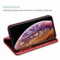 For iPhone Xs Max Case Genuine Leather Vintage Wallet Card Holder Flip Red