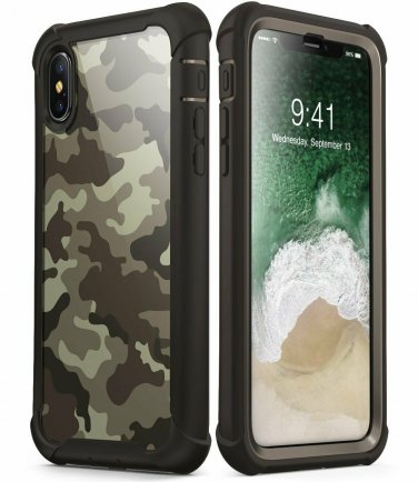 For iPhone X/Xs Case FullBody Rugged  Bumper Builtin Screen Protector Desert
