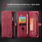 For iPhone X/Xs Case Wallet Leather Holder Magnetic Removable Zipper Cover Red