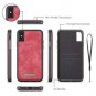 For iPhone X/Xs Case Wallet Leather Holder Magnetic Removable Zipper Cover Red