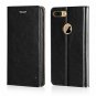 For iPhone 8 Plus Wallet Case Cowhide Leather Card Holder Slots Kickstand Black
