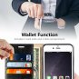 For iPhone 8 Plus Wallet Case Cowhide Leather Card Holder Slots Kickstand Black