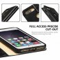For iPhone 8 Plus Wallet Case Cowhide Leather Card Holder Slots Kickstand Black