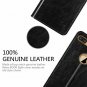 For iPhone 8 Plus Wallet Case Cowhide Leather Card Holder Slots Kickstand Black