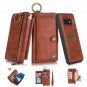 For Galaxy S10 Wallet Case Handmade Leather Magnetic Detachable Cowhide Brown